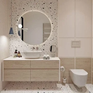 Kamar Mandi dengan Kaca Bulat Besar