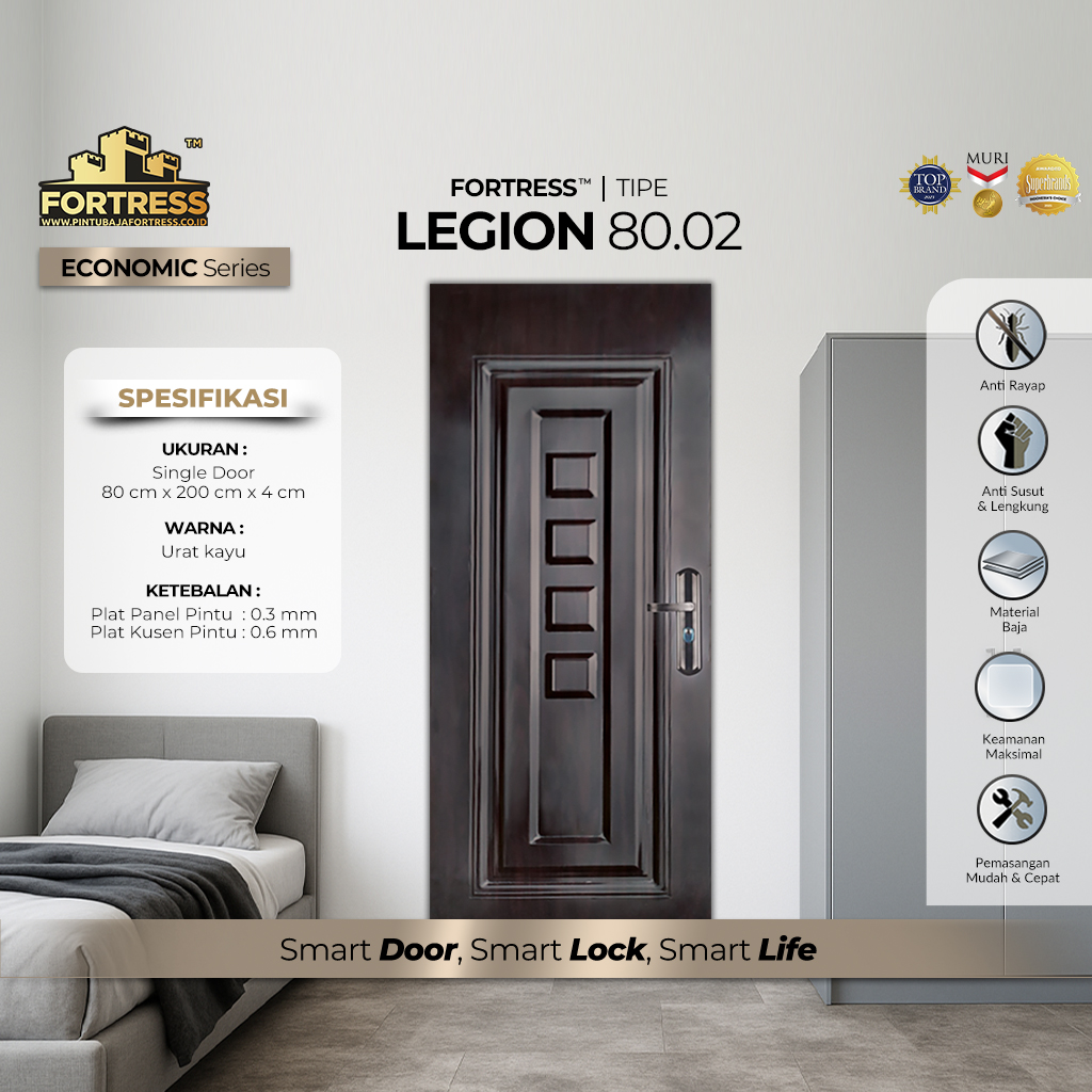 Pintu Baja Fortress Tipe LEGION 80.02 Urat Kayu