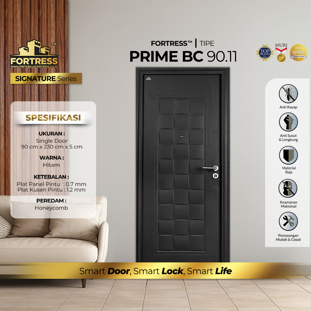 Pintu Baja Fortress Prime Black Carbon 90.11