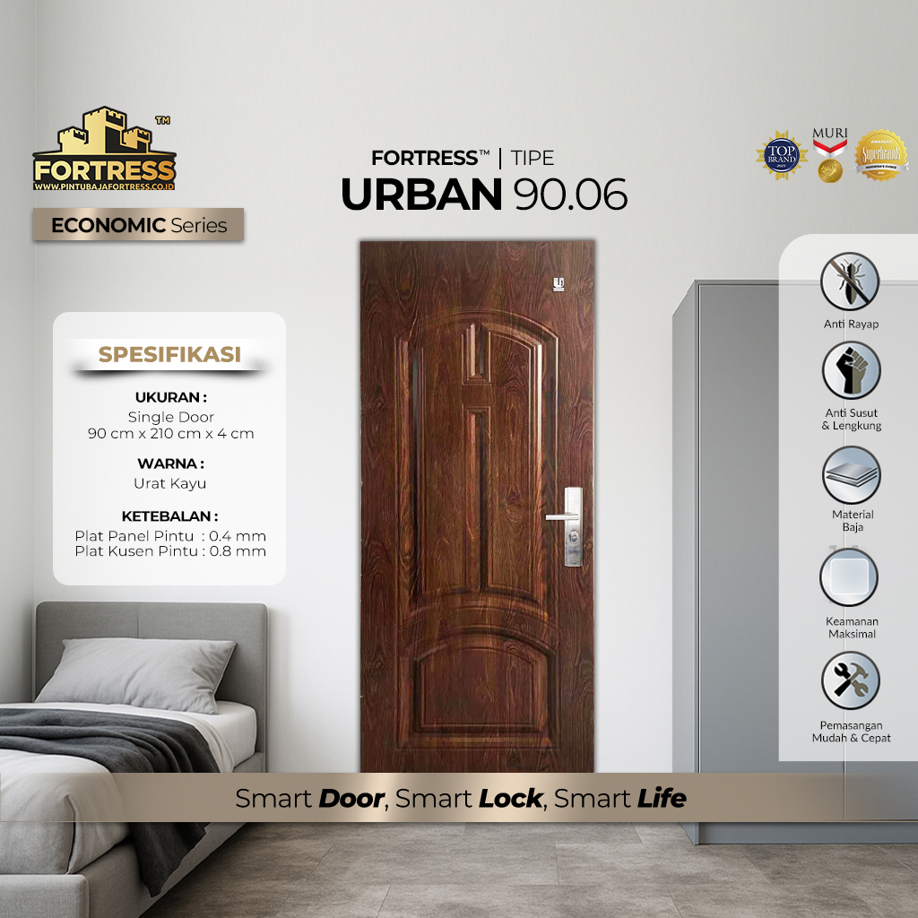 Pintu Baja Fortress Tipe URBAN 90.06 Motif Kayu