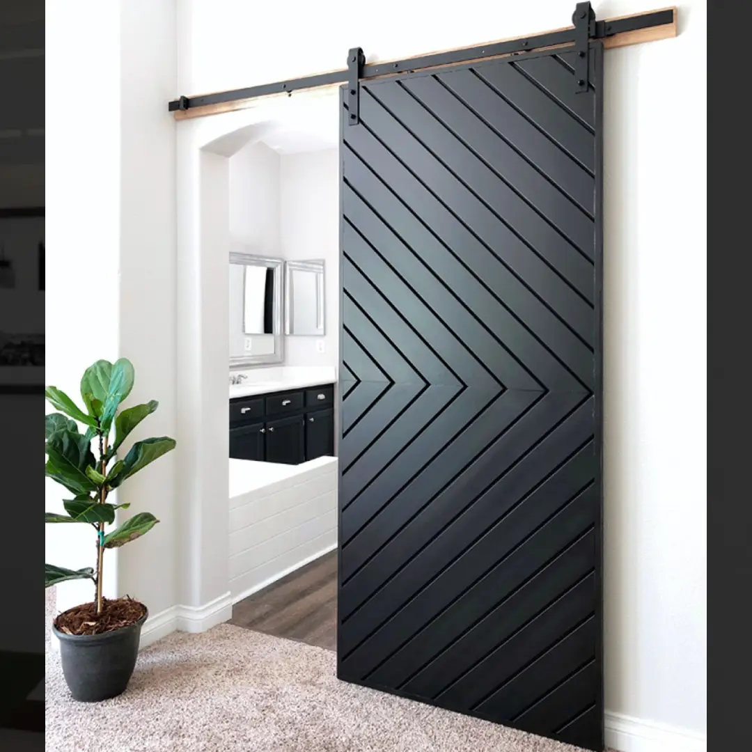 Pintu Geser Hitam Motif Zigzag