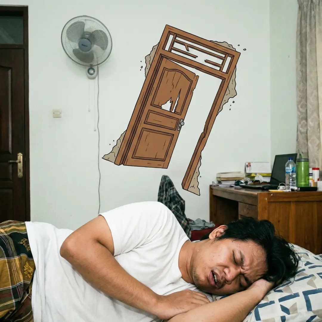 orang mimpi pintu rumah rusak