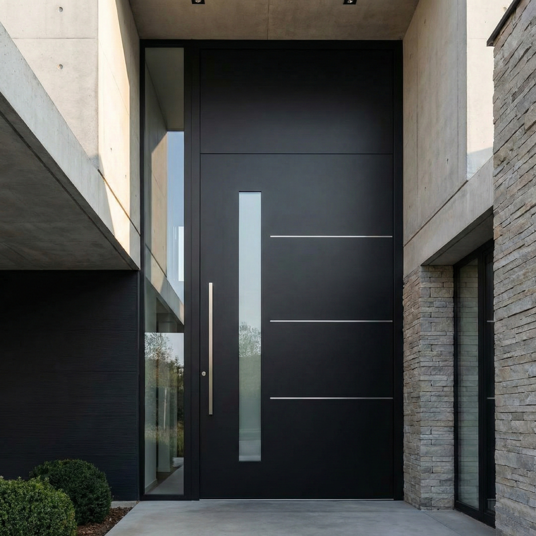 Pintu Aluminium Hitam Doff Full Plafon