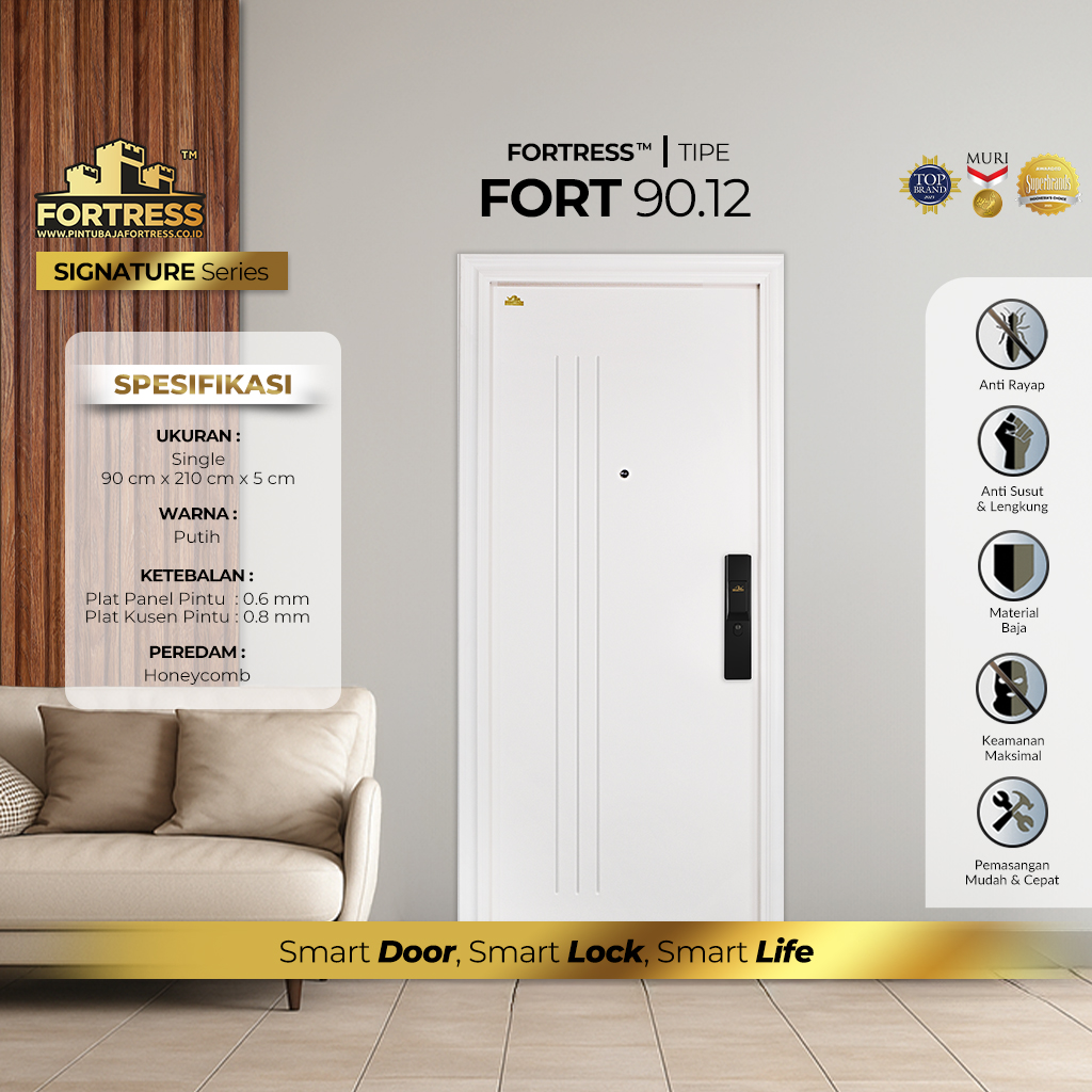 pintu baja fortress tipe fort 90.12 putih