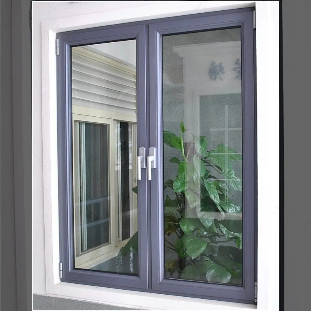 Model Jendela Kaca Kamar Abu-abu Gelap Bukaan Samping