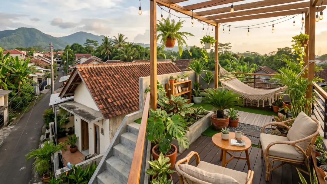taman di rooftop rumah