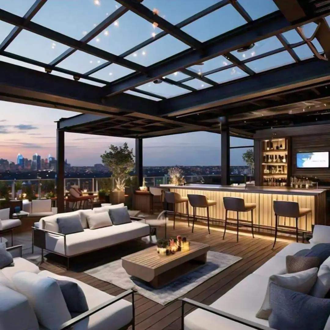 Lounge Modern di Rooftop Besar