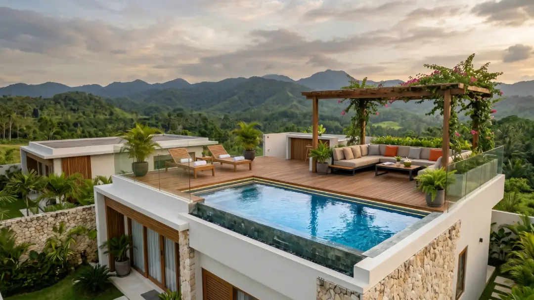 rooftop rumah mewah