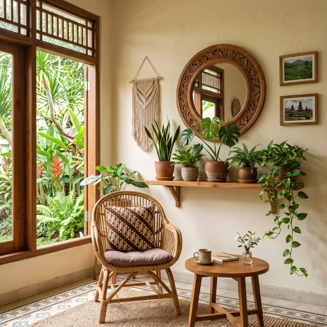 interior rumah dengan dinding warna cream ivory