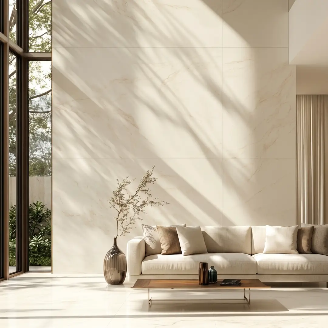 Model Ruang Tamu Cream High Ceiling
