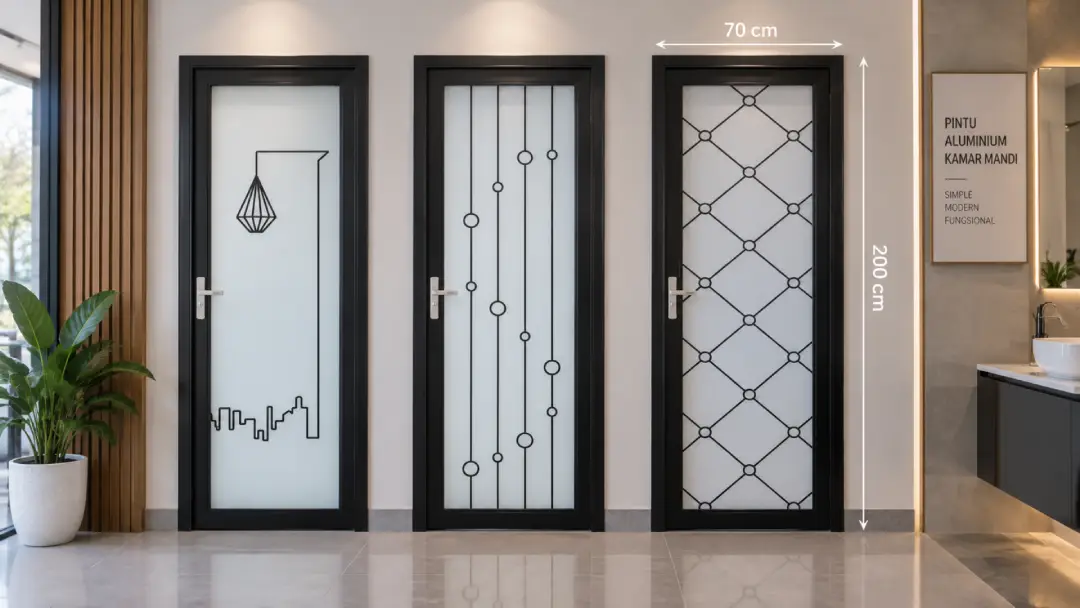 pintu kamar mandi ukuran 70x200 warna hitam fortress aluminos