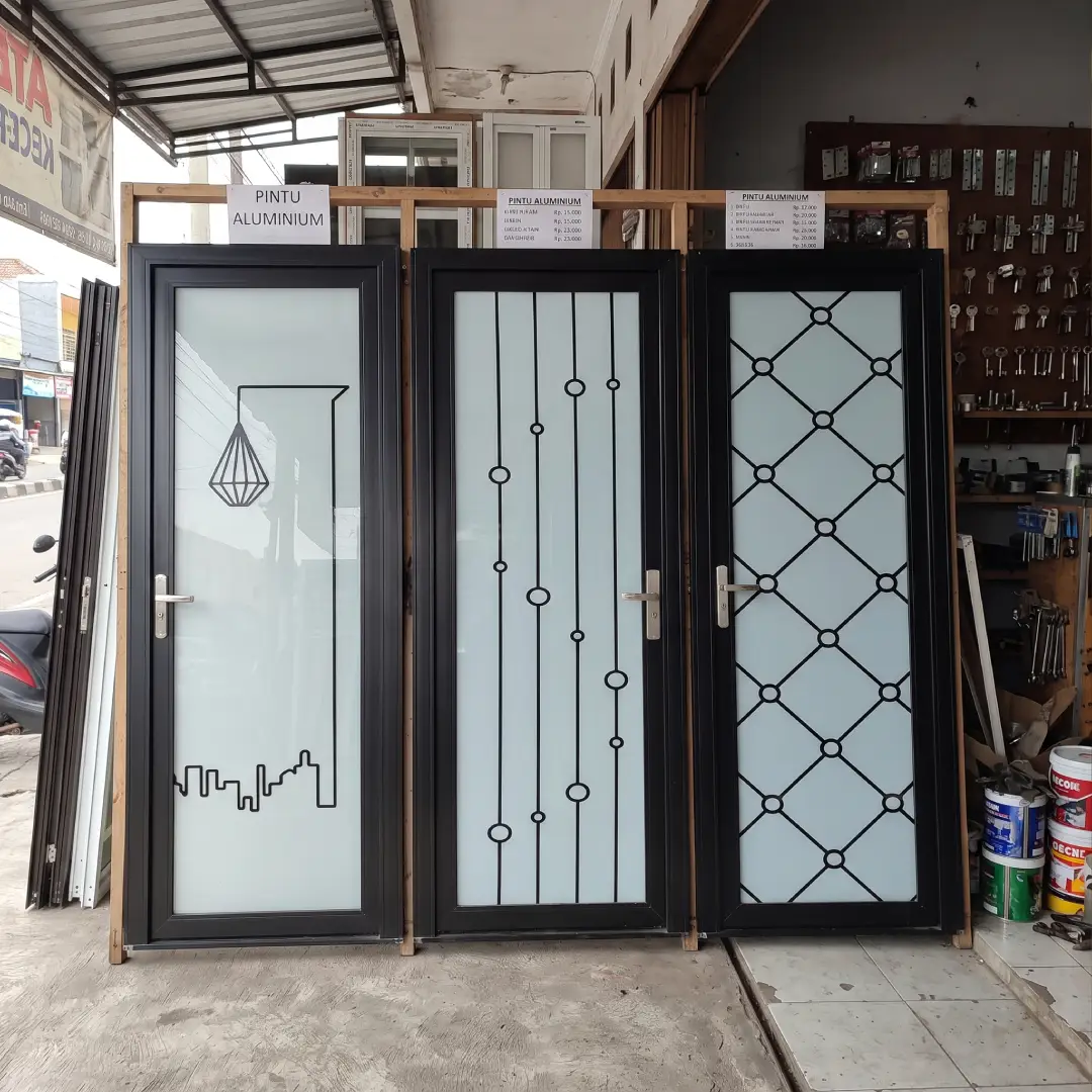 harga pintu kamar mandi aluminium hitam fortress aluminos